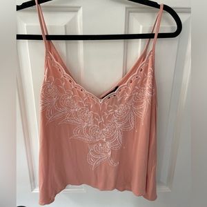 Pink embroidered tank